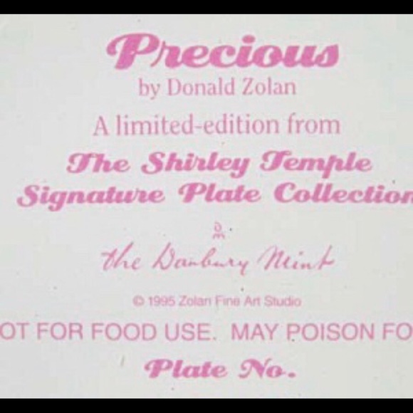 SHIRLEY TEMPLE “PRECIOUS” COLLECTOR'S PLATE - Picture 3 of 3